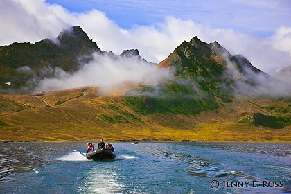 Ecotourists exploring Bukhta Natalia, Kamchatka