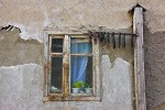 Detail of a Chukchi house, with fresh walrus meat hanging outside to dry