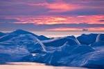 Sunset at Isfjeldbanken, Ilulissat Icefjord, West Greenland