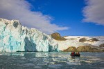 Ecotourists cruising near glacier, Hamiltonbukta, Spitsbergen