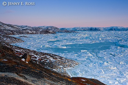 Dusk at Ilulissat Icefjord, West Greenland