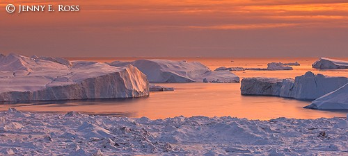 Sunset at Ilulissat Icefjord, West Greenland