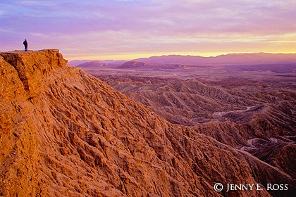 Hiker watching sunset, Font's Point